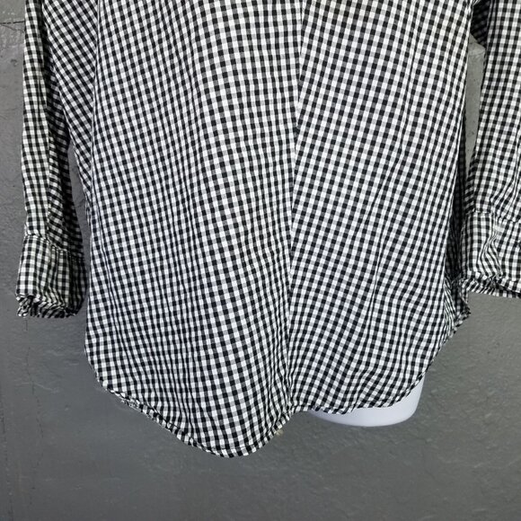 INDIBRAND Popover Blouse Women's L Collared Gingham Check Long Sleeve Cotton - Picture 3 of 14